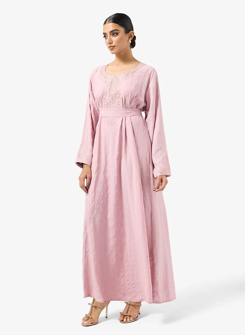 hayas closet  Embroidered Belted Jalabiya for Women | Best Price UAE